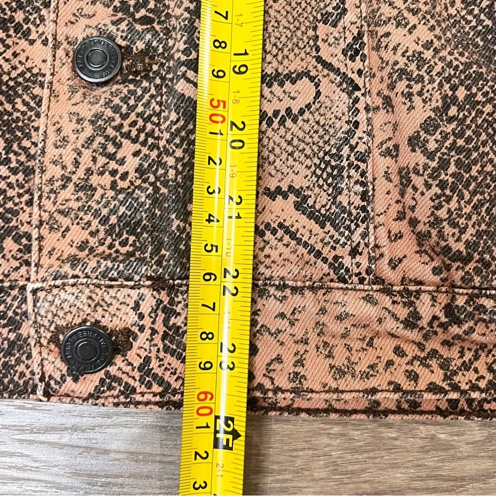 Free People Jacket Women's Medium Brown Black Denim Trucker Snake Skin Collared - Picture 8 of 13